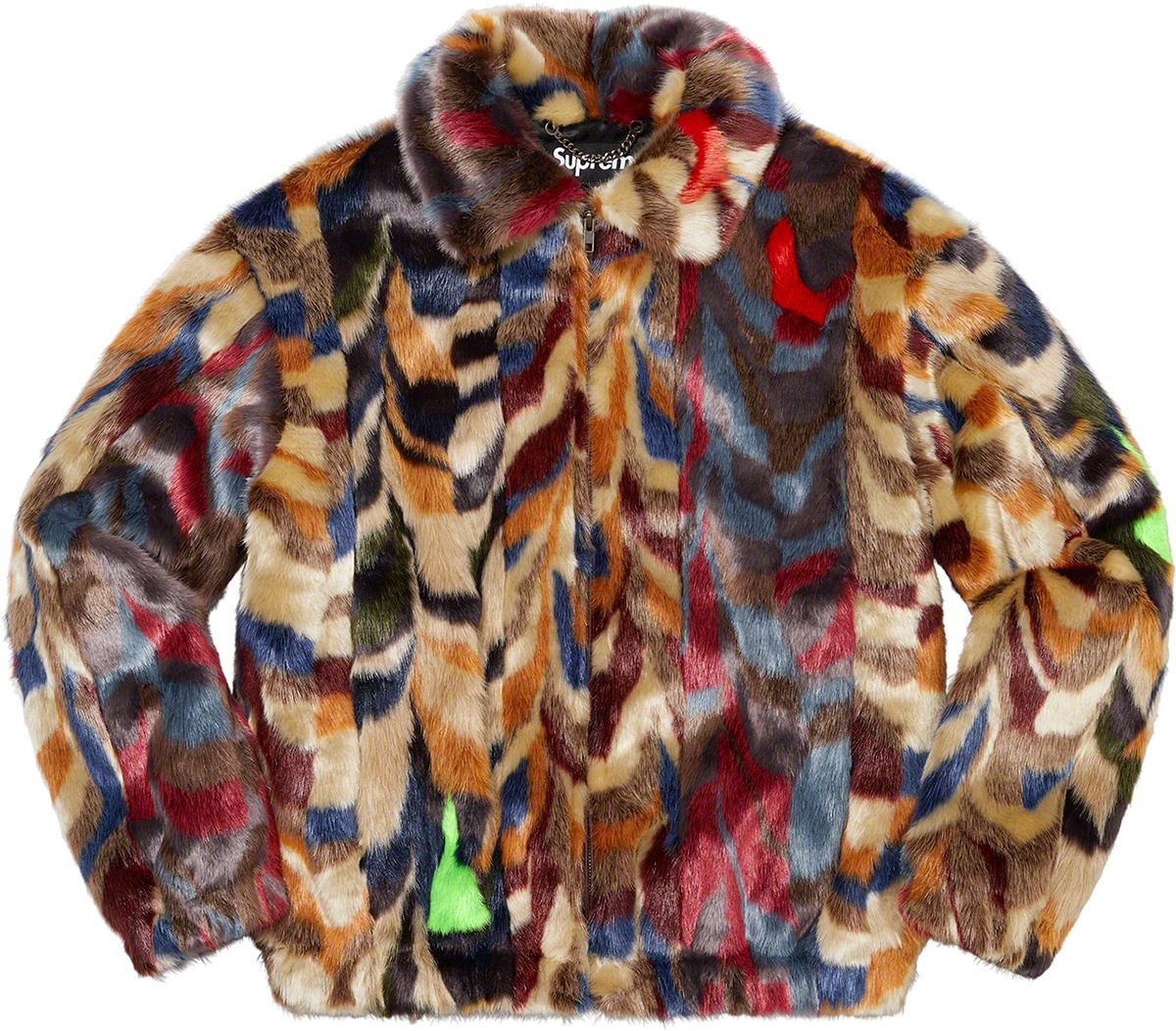 Multicolor Faux Fur Bomber Jacket view 2